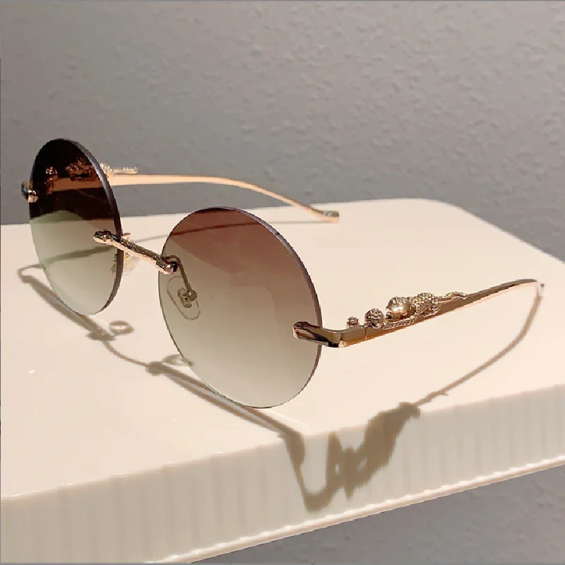 Round frame gradually changing color pink sunglasses for women, fashionable men's and women's metal glasses image 5