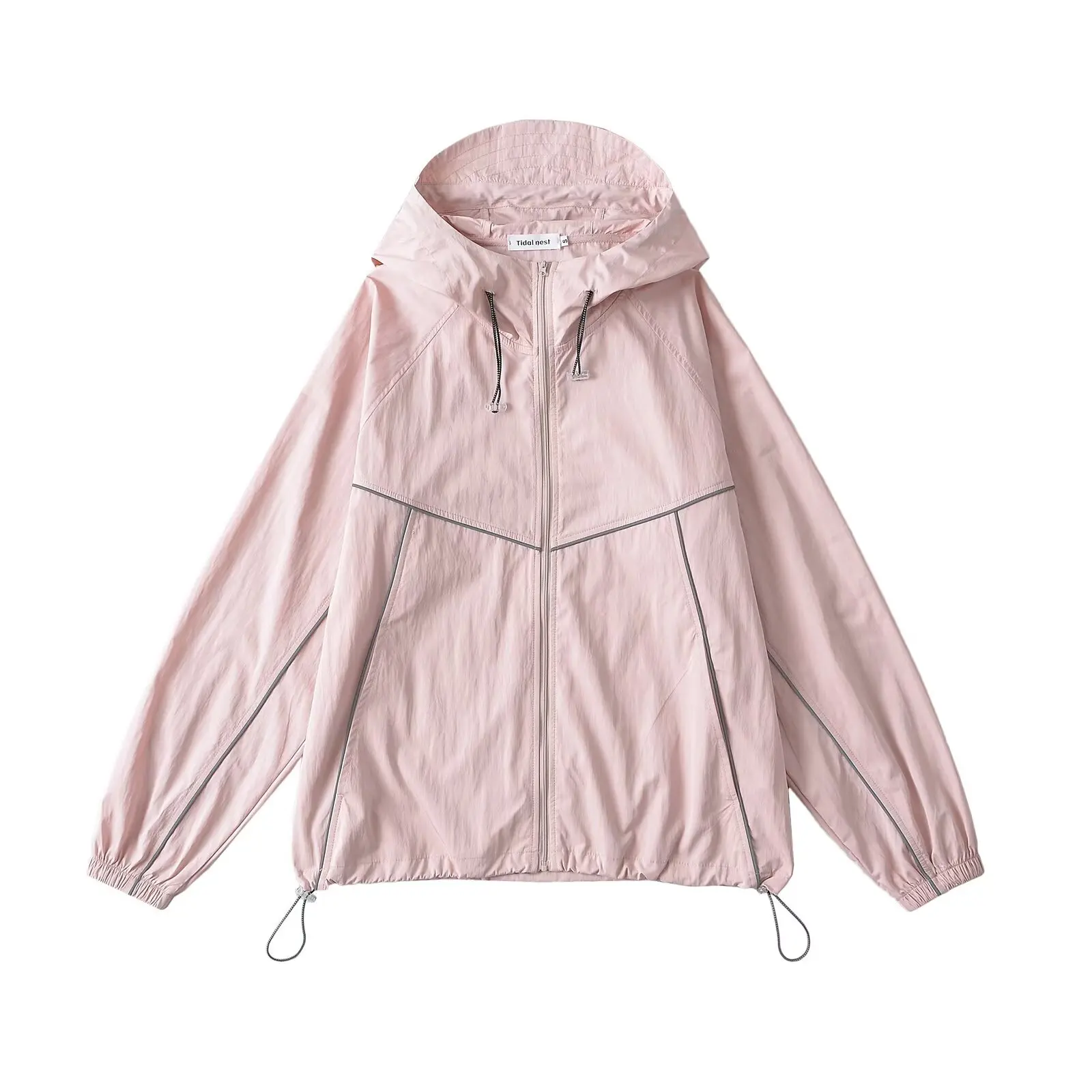 Amerikaanse retro losse werkkleding met capuchon Jaet Dames Outdoor Splicing Faionable ket Boyfriend Sle Zonnebrandcrème Top