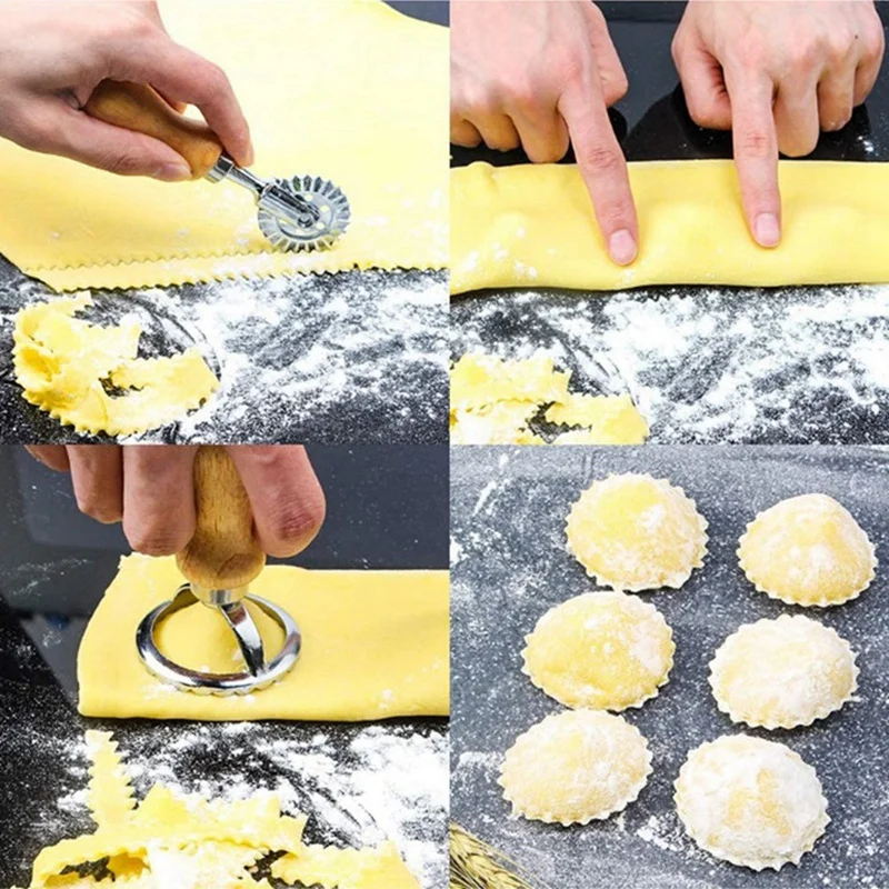 

A46T Ravioli Pasta Cutter Set, Ravioli Stamp Maker with Wooden Handle for Ravioli, Pasta, Dumplings Lasagna, Pierogi