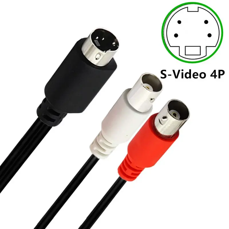 Capture Card Monitoring Video Connection Cable 1/2 Video S-Video 4Pin Mini 4P To 2 BNC Male And Female 0.25m 1.5m