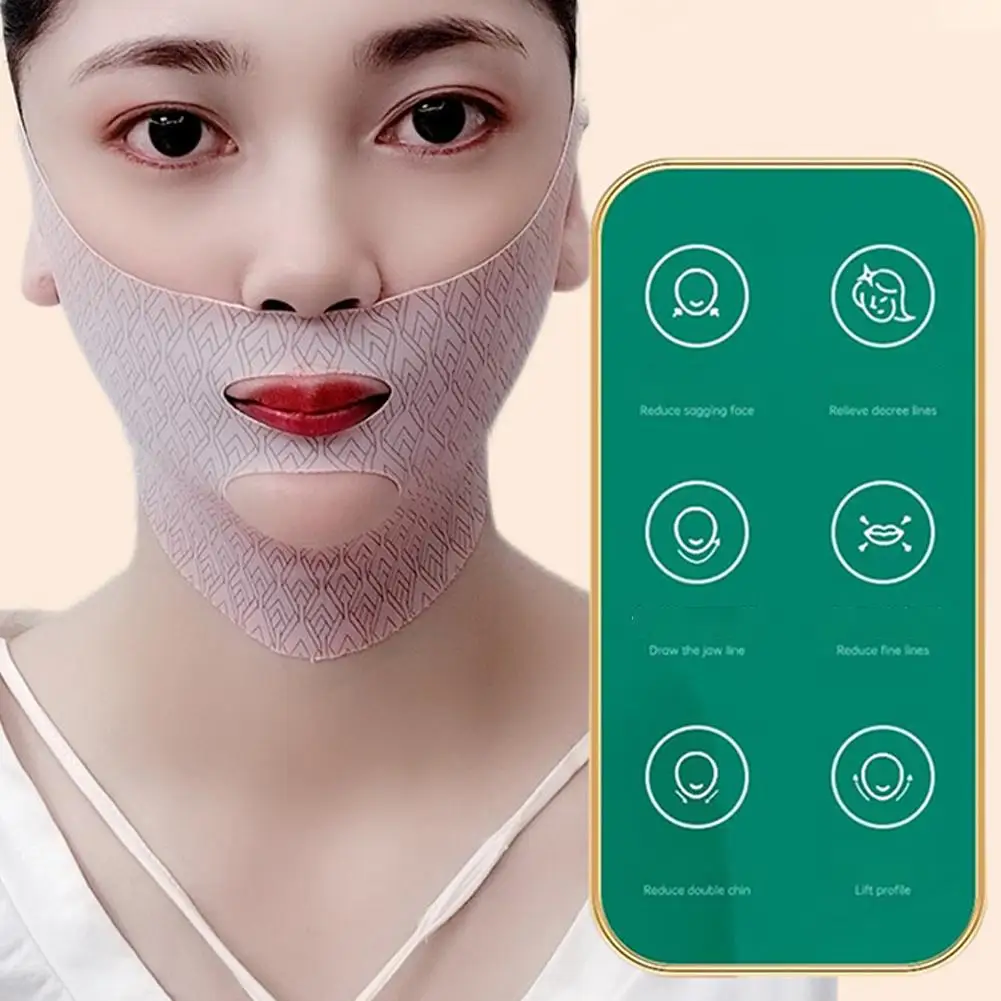 Bandage amincissant pour le ruisseau et les joues, masque de levage de ligne en V, bande de sangle anti-déformable pour le visage, outil de soins de la peau du visage, santé au sommeil, beauté