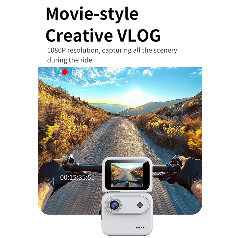 

Мини-спортивная камера с ультрачеткой записью, видеорегистратор для VLOG, с откидным экраном и функцией стабилизации изображения 143 ° Широкоугольная портативная камера для студенческих путешествий