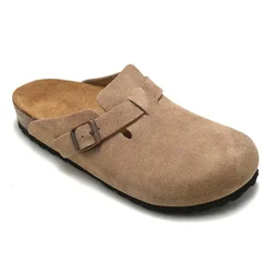 Designer Clogs Women Men Sandals Slippers Mules Cork Flat Soft Fluffy Fashion Suede Taupe Summer Leather Slide Beach Casual Shoe