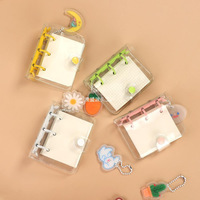 JIANWU Creative Cute Transparent 3 ring Mini Loose-leaf Hand Book Student Portable Notebook ring binder Kawaii School Supplies