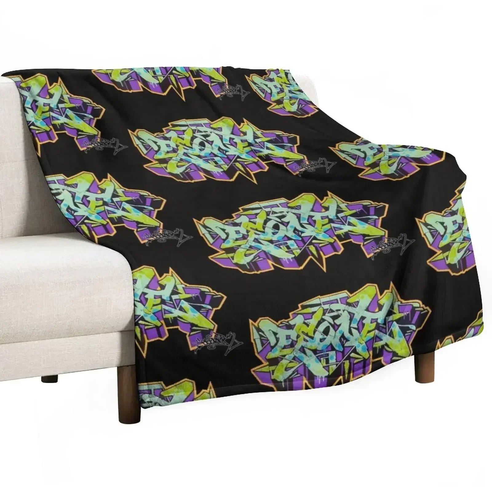 

PURPLE ESONE URBAN GRAFFITI STREET STYLE Throw Blanket Nap heavy to sleep Blankets