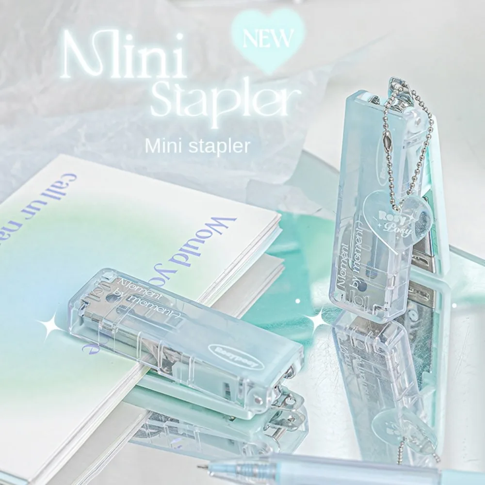 Bookbinding Tool Transparent Mini Stapler Clamp Stapler Creative Gradient Stapler Lightweight Portable Mini Stapler Simplicity