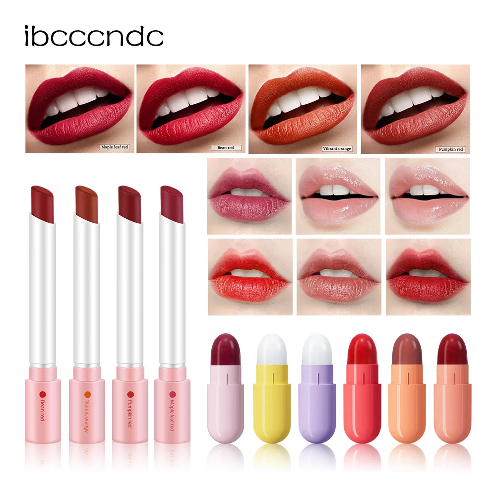Velvet Slim Lipstick & Mini Capsule Lip Stick Long Lasting Waterproof Lip Makeup Rich Pigment Portable Daily Women Lip Cosmetics