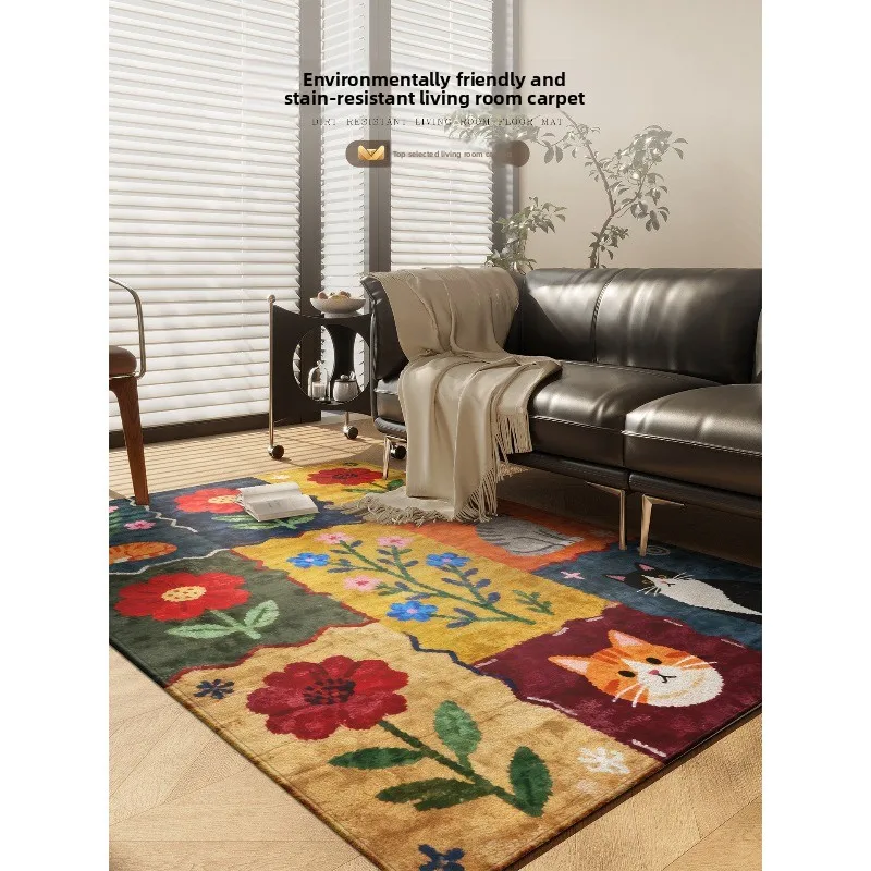 medieval retro cartoon, the sofa floor mat is waterproof and anti-fouling, and the bedroom bedside blanket is free of care.