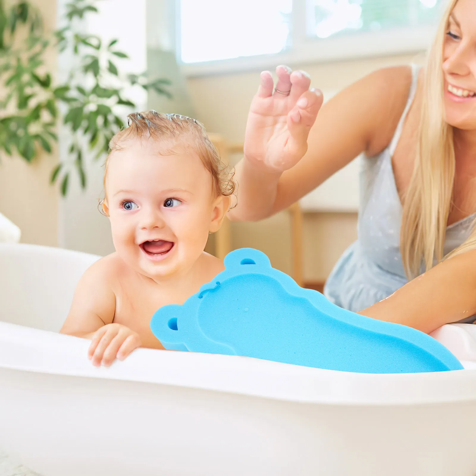 

Baby Bath Cushion Sponge Pad Safe Skin-Friendly Infant Newborn Toddlers Bath Mat for Tub Support Baby Bathtub Mat