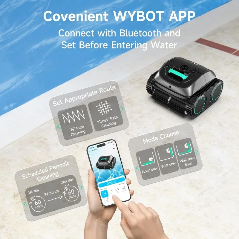 (2025 Upgrade) WYBOT C1 Pool Robot Vacuum for Inground Pools, 4-in-1 Cordless Robotic Pool Cleaner Lasts 150min