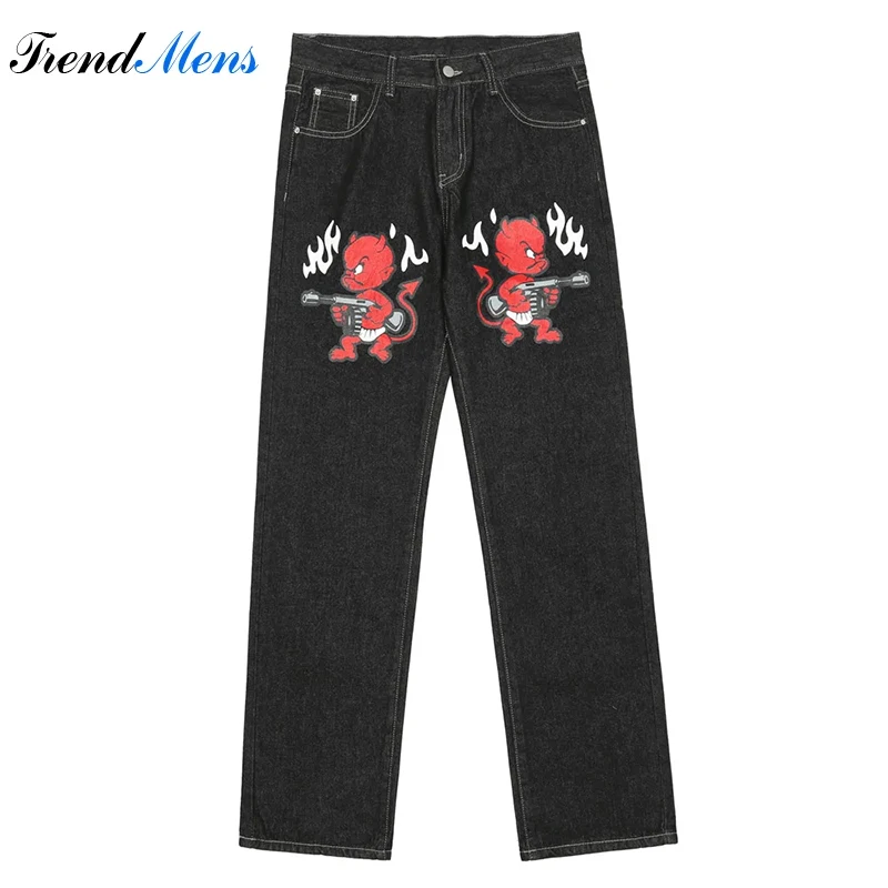 

Summer Casual Baggy Men Jeans Printing Straight-leg Pantalon Homme Hip Hop Streetwear Pants Ropa Hombre Y2k Top Kanye Berserk