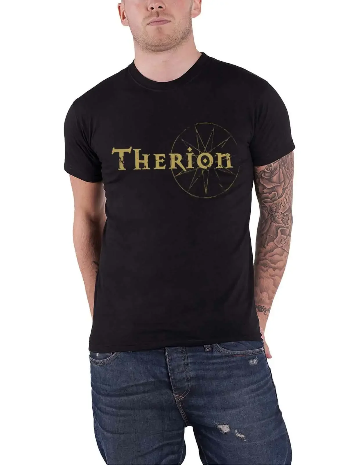 Therion T Shirt Distressed Band Logo new Official Mens Black
