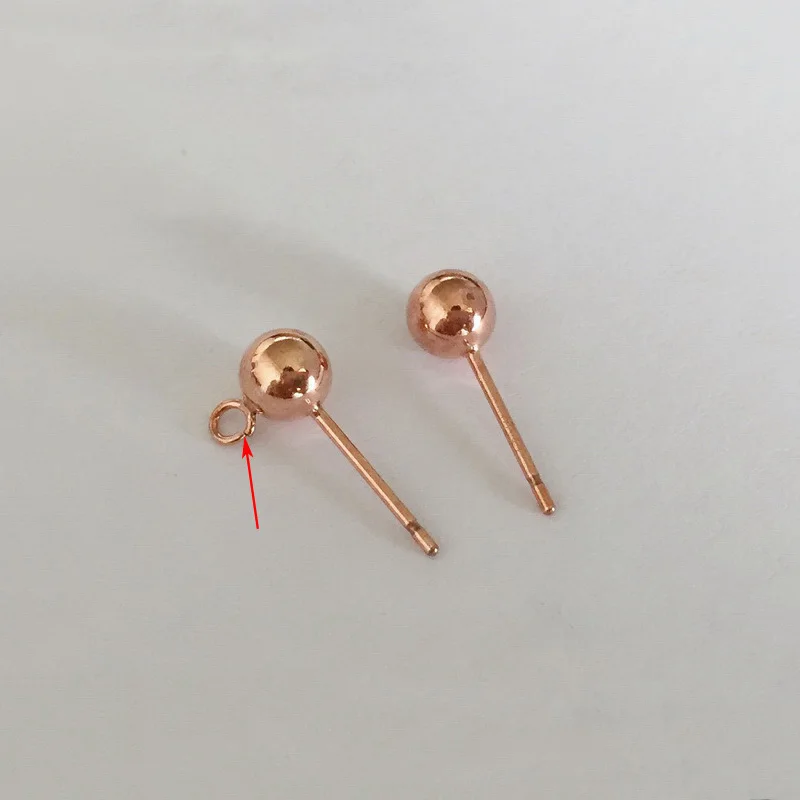 14K Roségold gefüllte Kugelpfosten-Ohrringe mit oder ohne Ring 3/4/5mm Ohrstecker Großhandel BULK DIY Schmuckzubehör