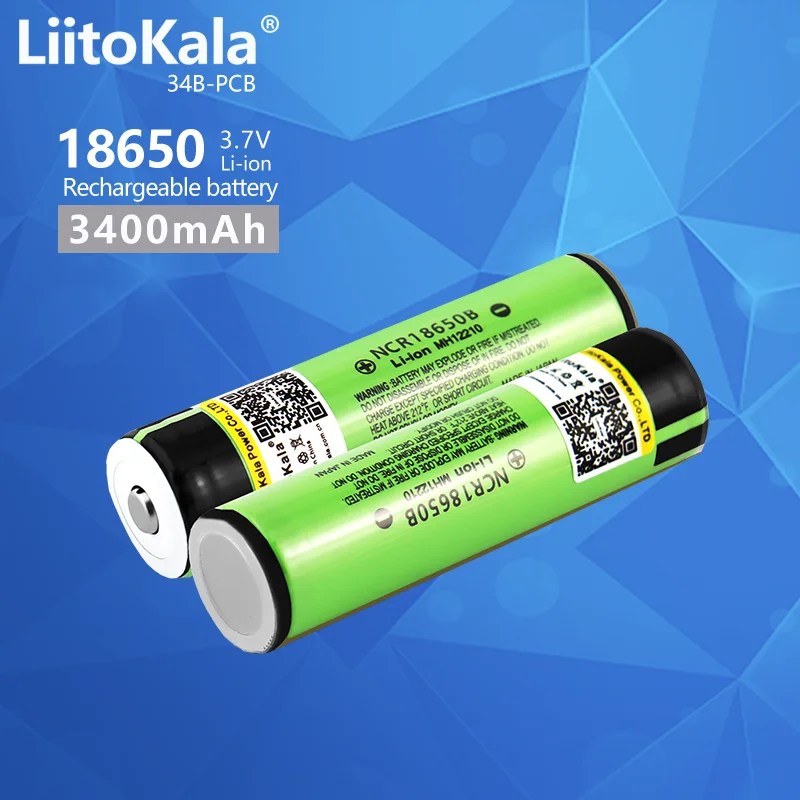 1-10 sztuk LiitoKala 34B-PCB 18650 3400mah NCR18650B 3.7v akumulator litowo-jonowy 3400mAh z PCB