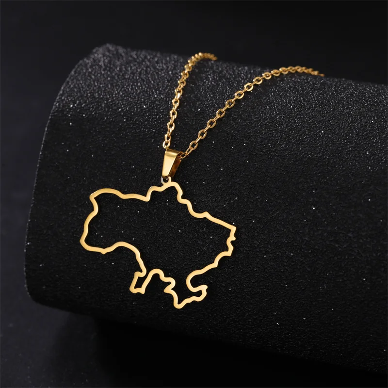 Mode Umriss Ukraine Karte Halskette Kette Halsband Hals Edelstahl Schmuck Ästhetische Halsketten Geschenke accesorios para mujer – Detail 20