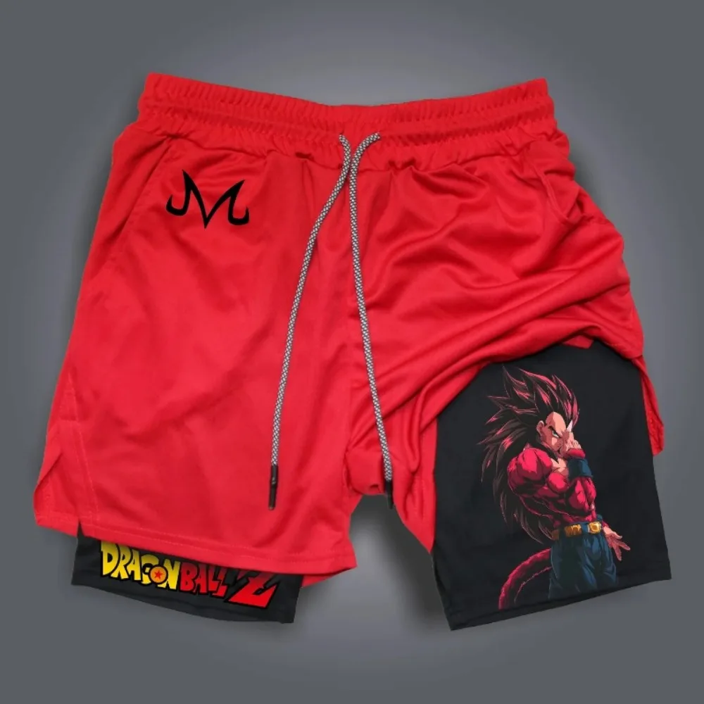 Шорты Broly Dragon Ball Summer 2026 для мужчин и женщин, двухслойные, имитация двух частей, свободные, для спортзала, тренировок, бега, повседневные брюки