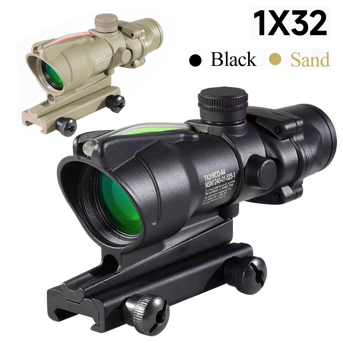 

Оптический прицел 1x32 Red Dot Sight с голографической сеткой, компактный коллиматор с красной и зеленой подсветкой для охоты, крепление на планку 20 мм