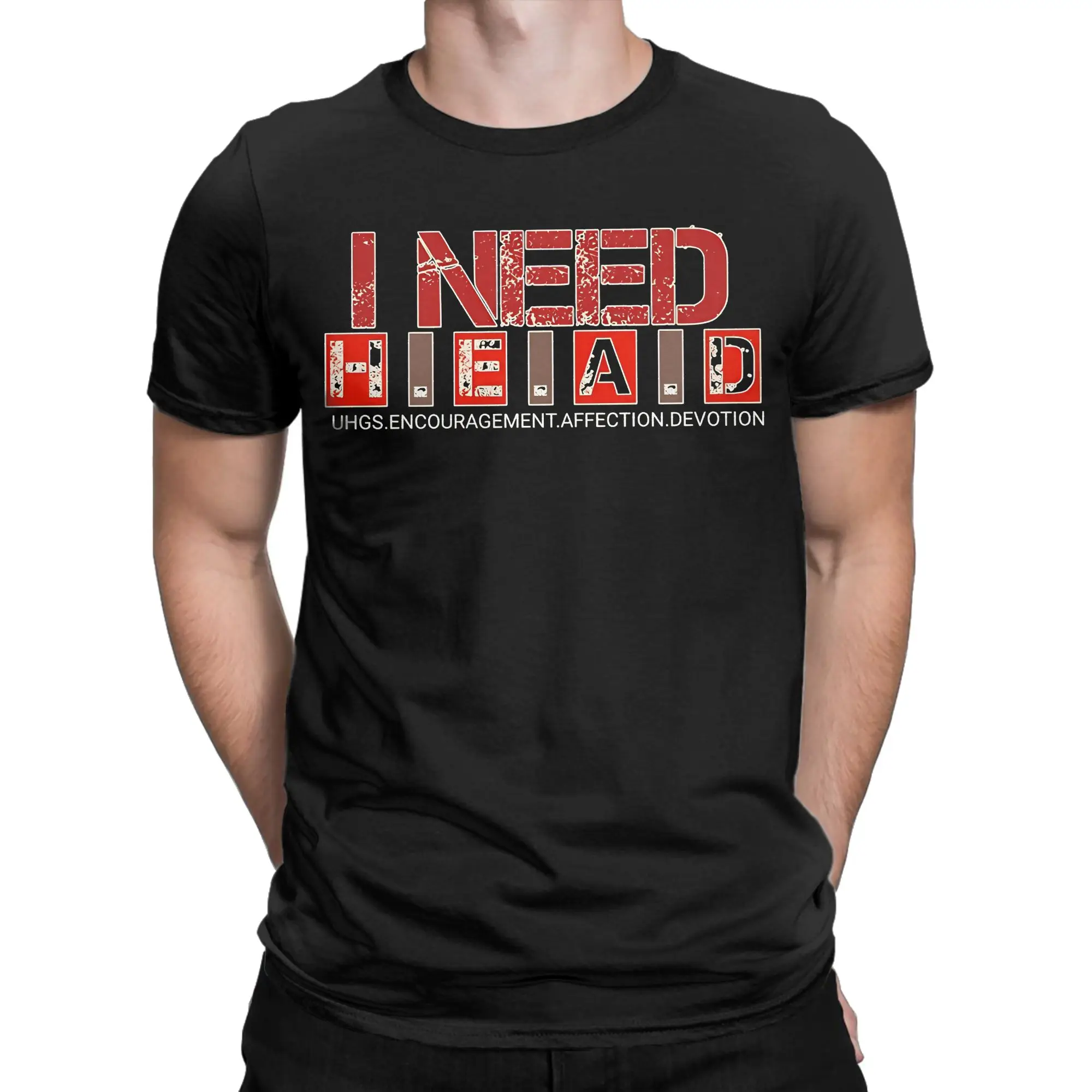 I Need HEAD Hugs Encouragement Affection Devotion T-Shirts for Men  Pure Cotton Tee Shirt O Neck Short Sleeve T Shirt Tops