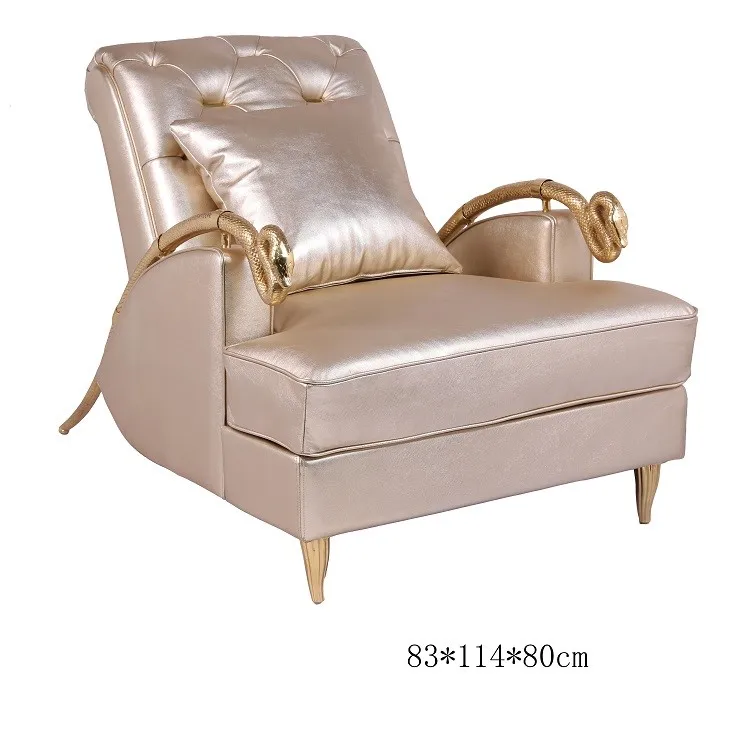 Modern Luxury Leather Lounge Chair with Copper Lounge Chair, Stylish and Durable Furniture