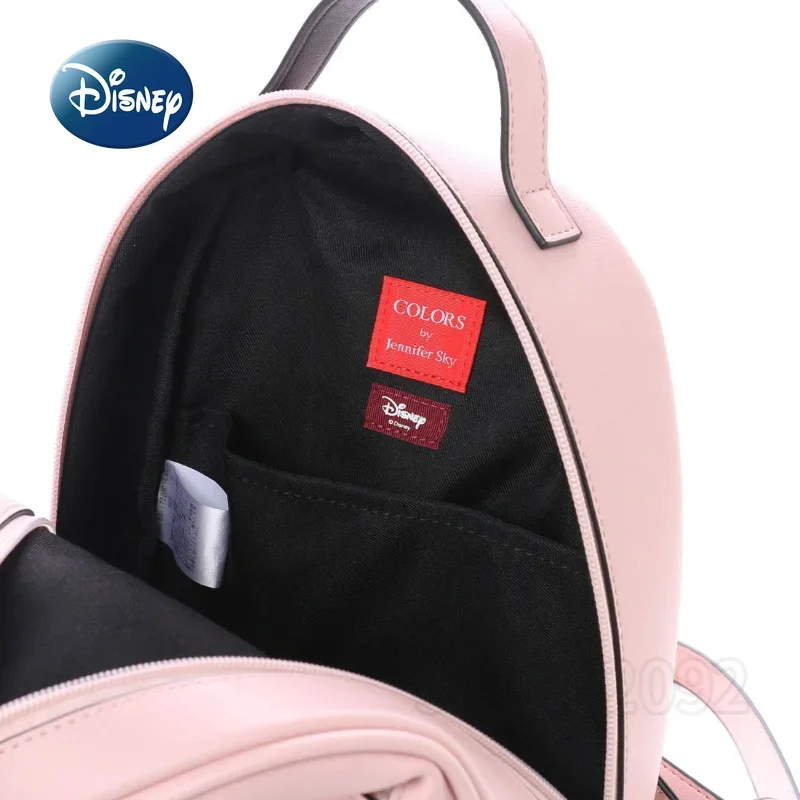 Mochila multifuncional Disney-mickey para mulheres, grande capacidade, bolsa de armazenamento de viagem, zíper pu, bolsa escolar prática, original,