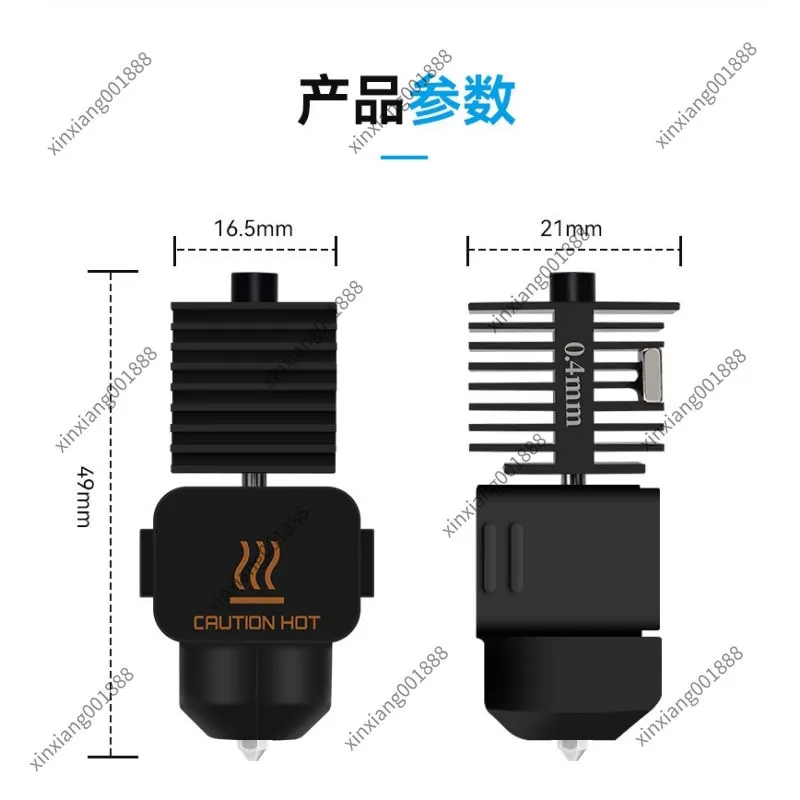 For A1/A1 Mini Stainless Steel Nozzle Hotend Kit Removable High Speed Print Head Assembly for Bambu Lab 3D Printer