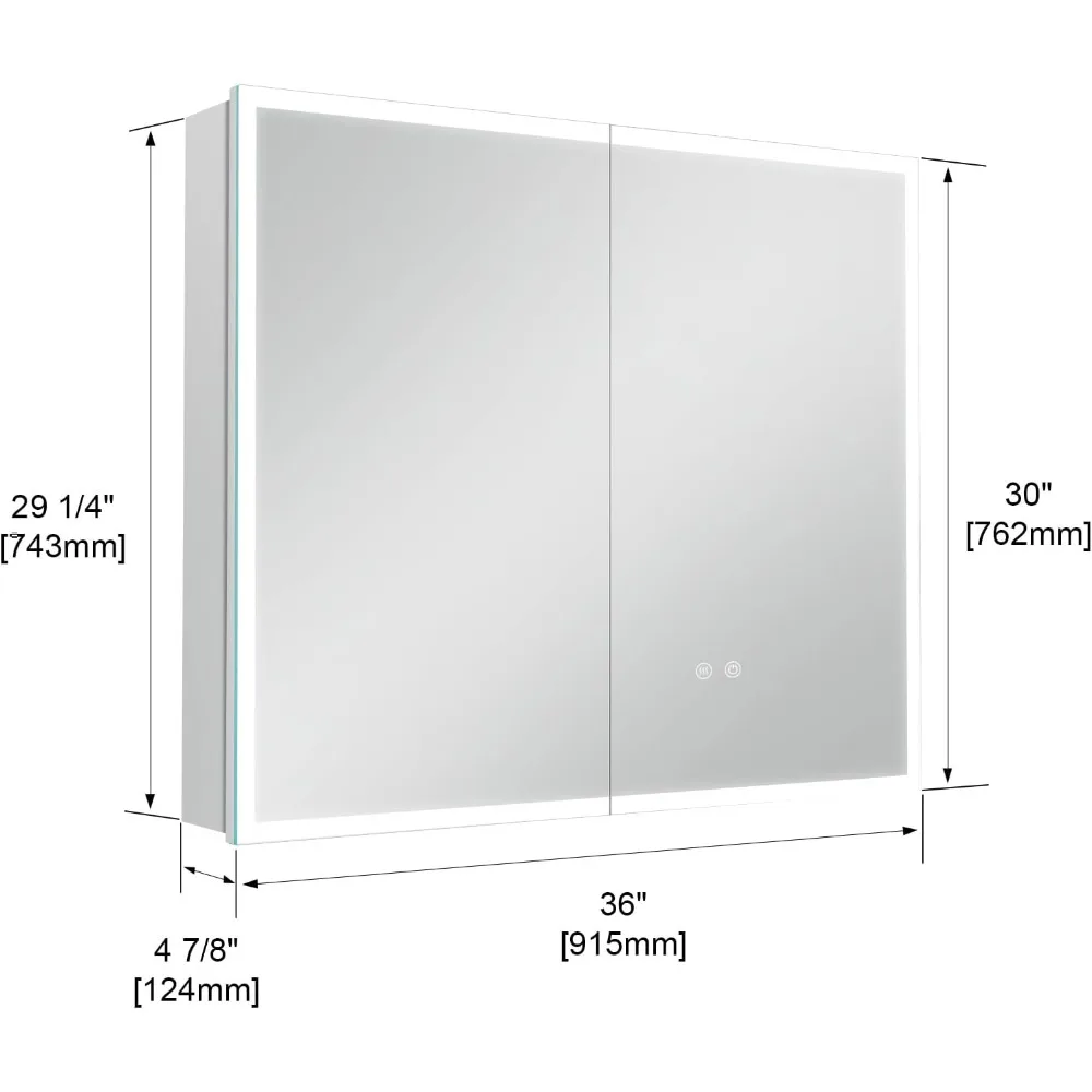 LED Mirror Medicine Cabinet Recessed or Surface, Defogger, Makeup Mirror 3X, Adjustable Color Temp & Dimmer