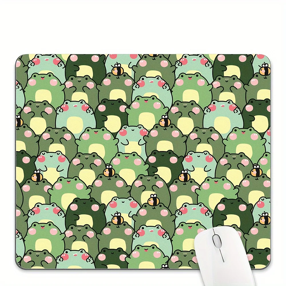 

The cute green frog mouse pad with bee decoration features a cute animal design and a washable rubber base of high quality