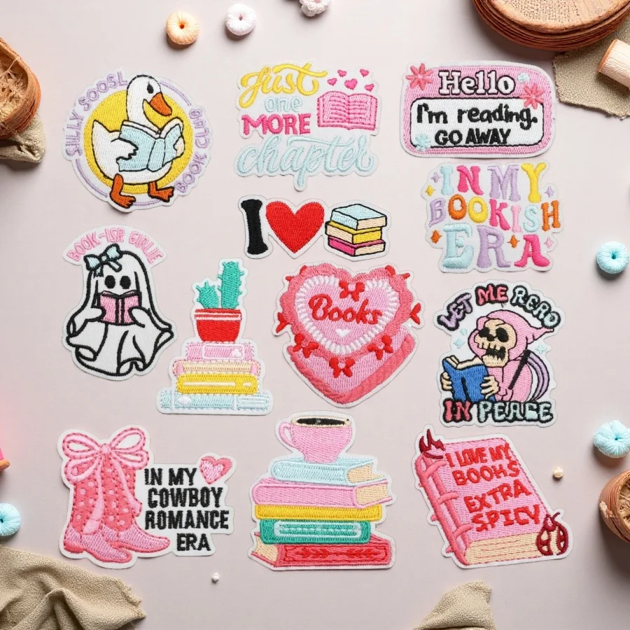 Book - Themed Embroidery Patches: Cute & Whimsical Designs for Book Lovers