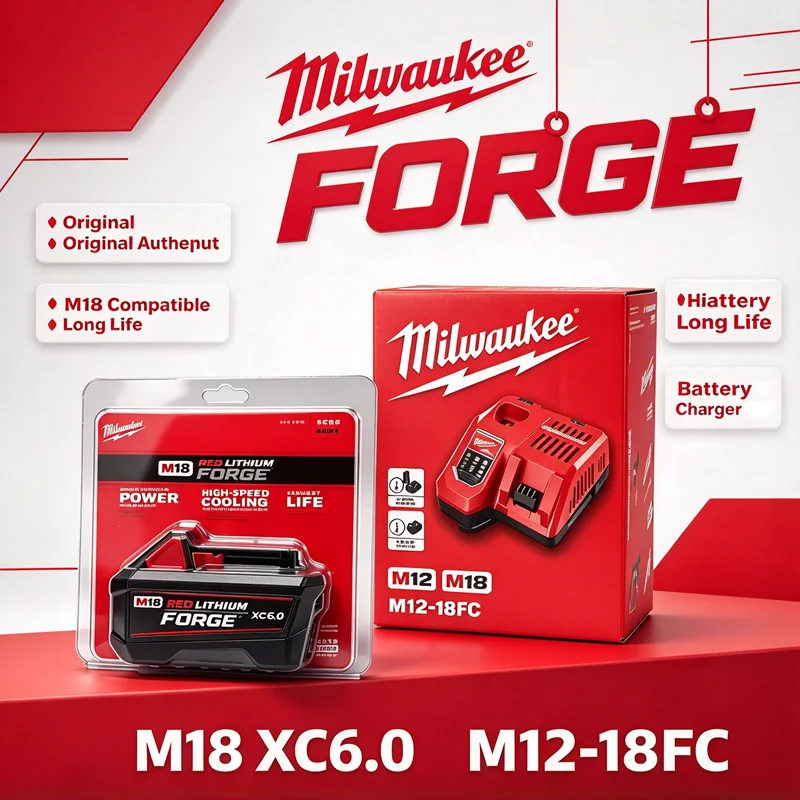 New Milwaukee 18V FORGE XC6.0 Lithium Ion Battery 6.0Ah Replacement M18FB6 48‑11‑1860 Compatible With M18 Series Power Hand Tool