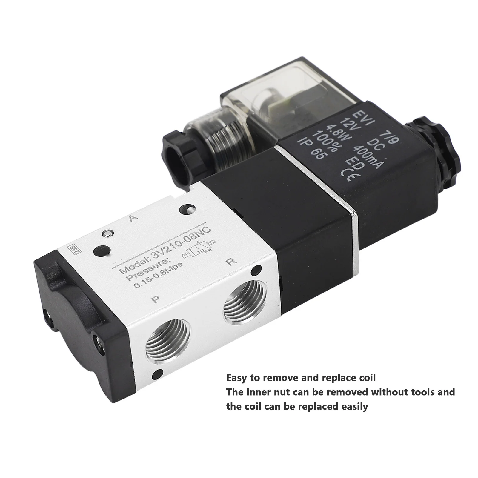 1/4in NPT Pneumatic Solenoid Valve 2 Position 3 Way IP65 Air Powered Solenoid Valve DC12V Pneumatic Air Solenoid Valve