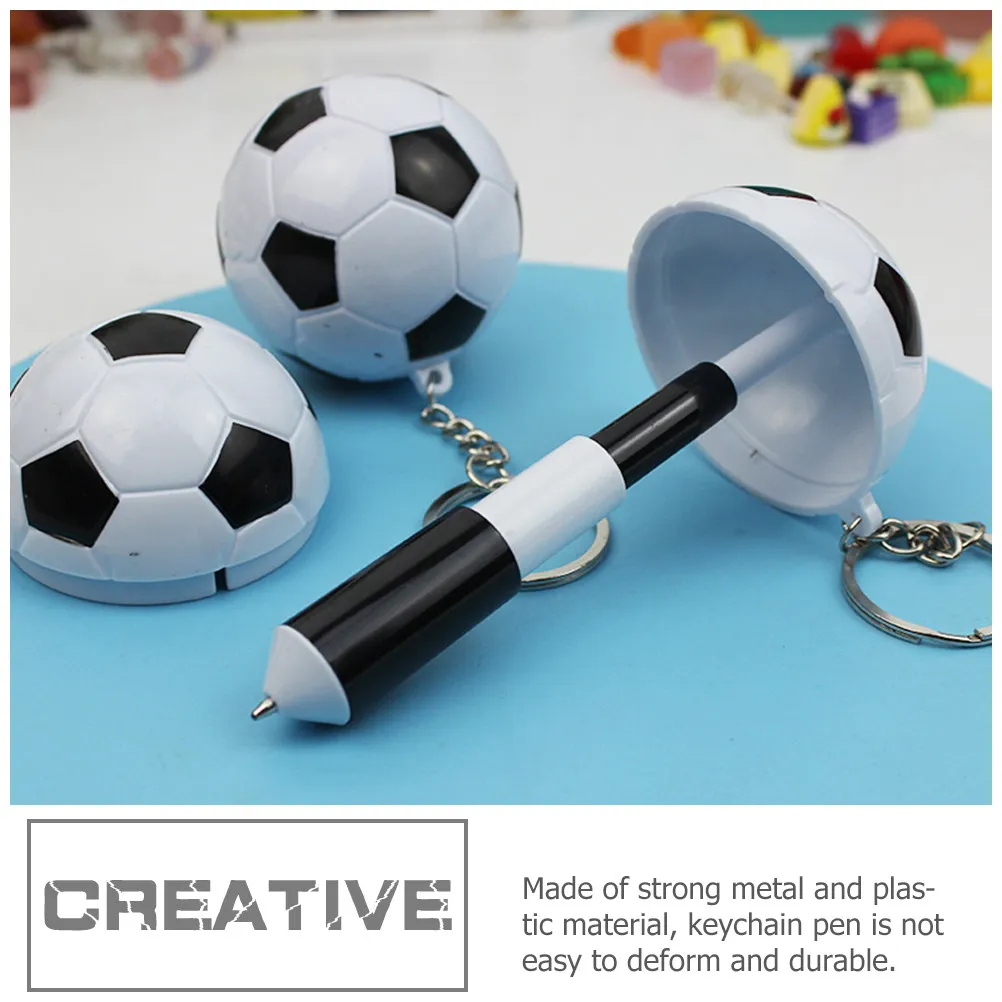 

10Pcs Soccer Keychain Pen Set Blue Ink Retractable Ballpoint Pens for Coworkers Gifts Fun Novelty Office School Supplies