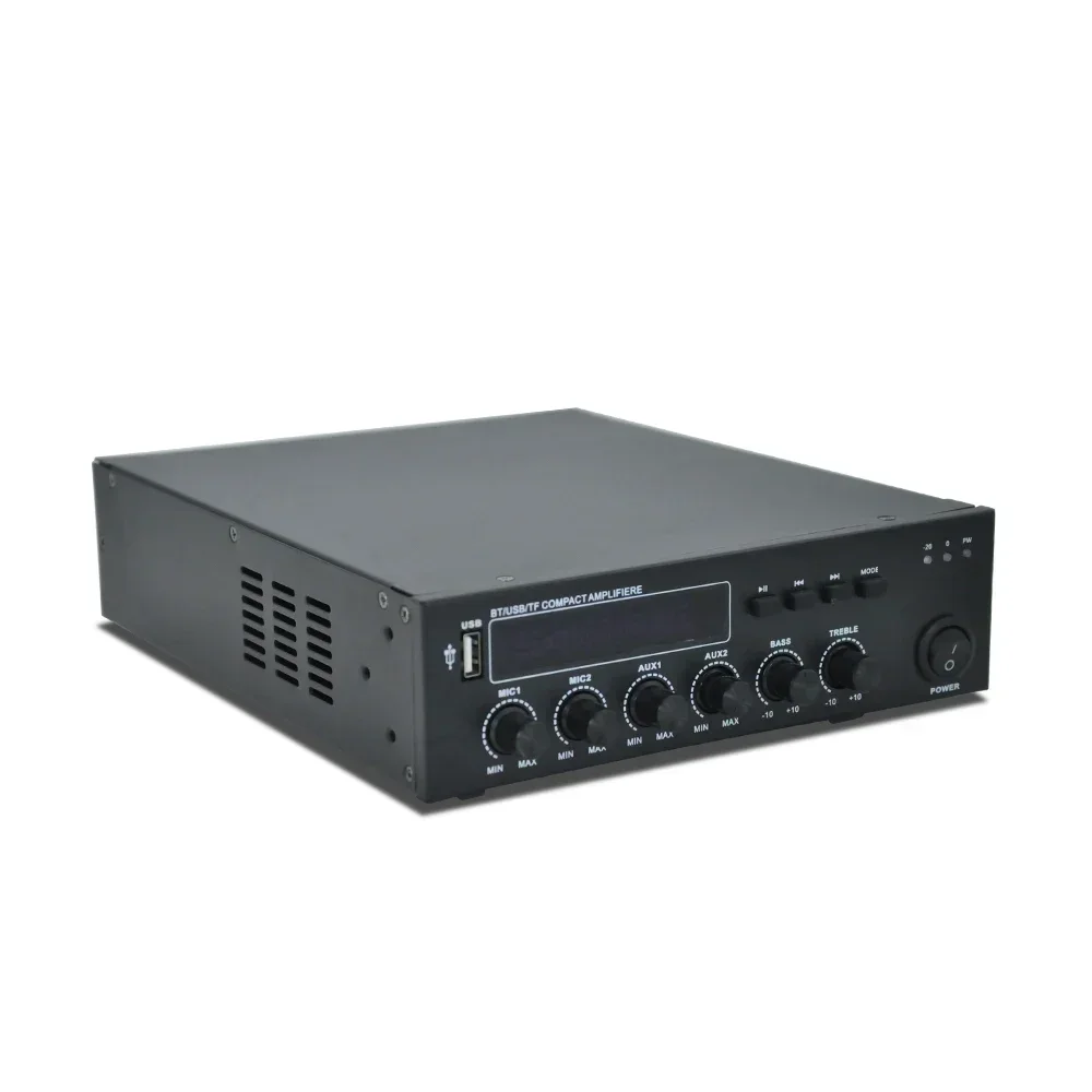 Wzmacniacz Bluetooth PA Potężny wzmacniacz 60W Głośniki subwoofera Kino domowe Audio Stereo 100V/70V Wzmacniacz Obsługa mikrofonu USB AUX