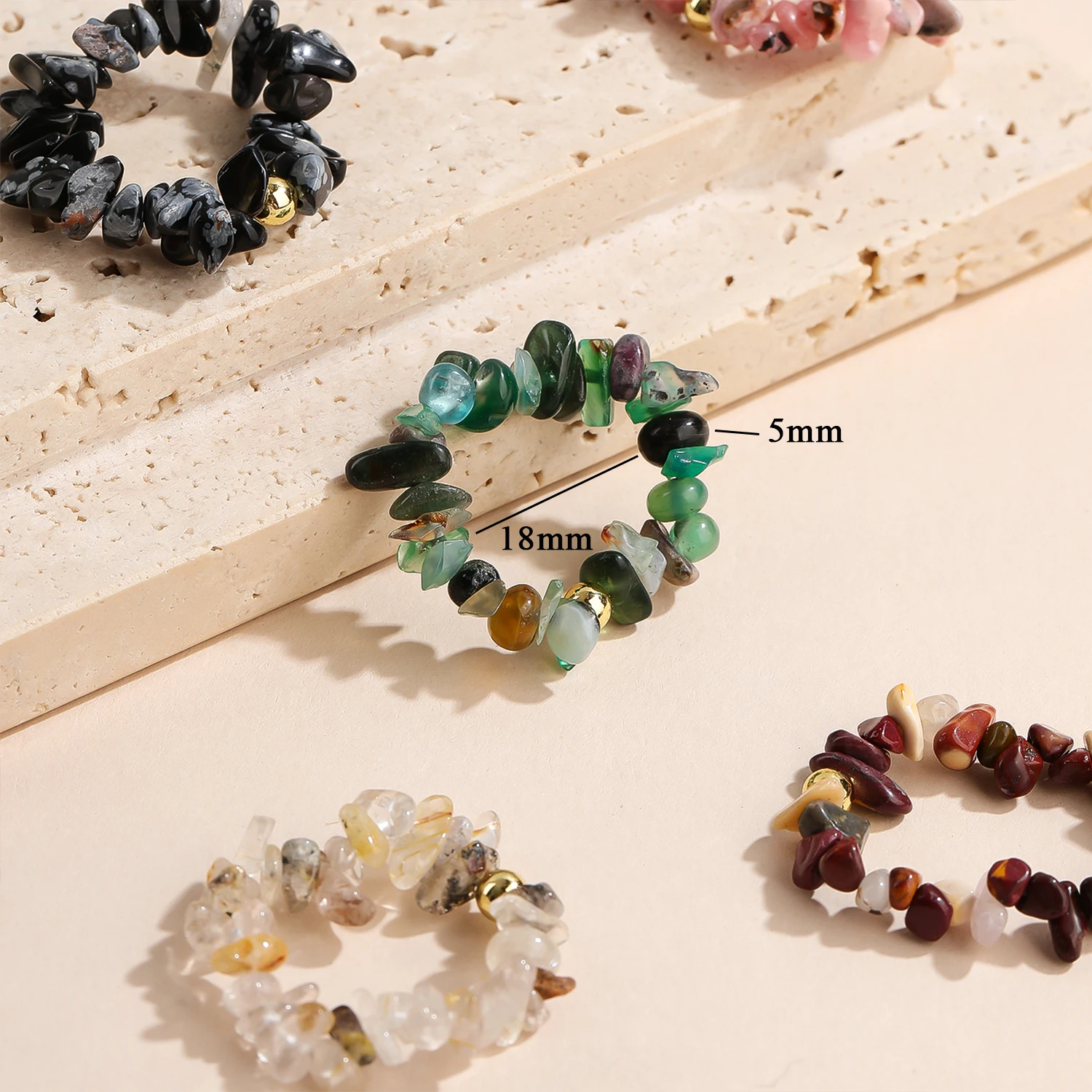 60 Stile Natürliche Steinchip-Ringe Schmuck Personalisierte Ringe Fingerringe Damenring Geschenk Boho Rohe Kristall-Accessoires – Detail 6
