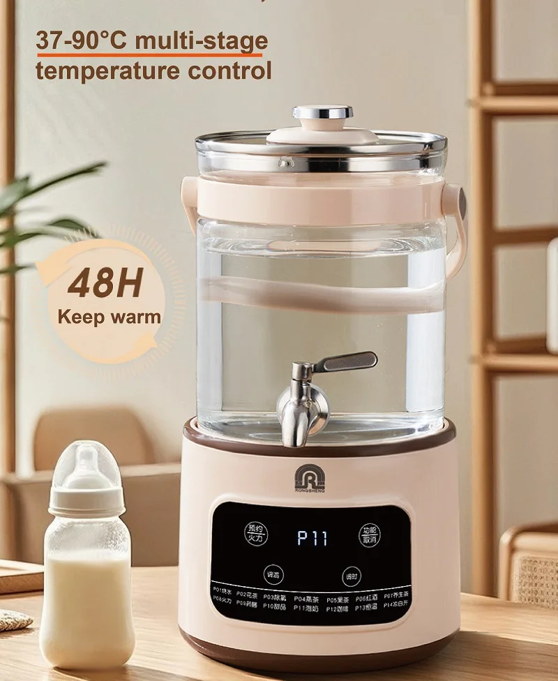 Commercial Faucet Fruit Tea Bucket Thermostatic Kettle Multi-functiona/3L Electric Kettle Smart Tea Brewer Large Capacity Office