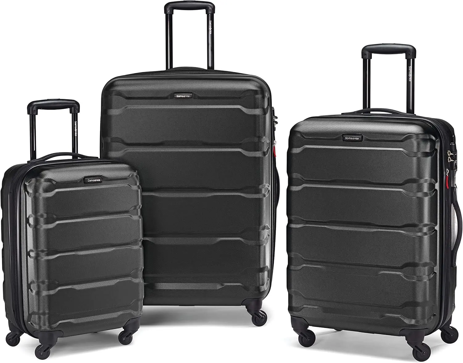 Bagaglio espandibile Hardside Omni PC con ruote Spinner, Set 3 pezzi (20/24/28), nero