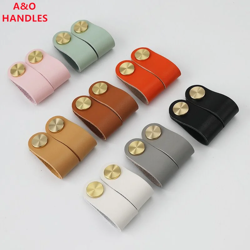 Maniglie cassetto armadio mobili maniglie da cucina per pomello dell'armadio cassetto porta mobili cucina ottone pelle bovina tira manopola