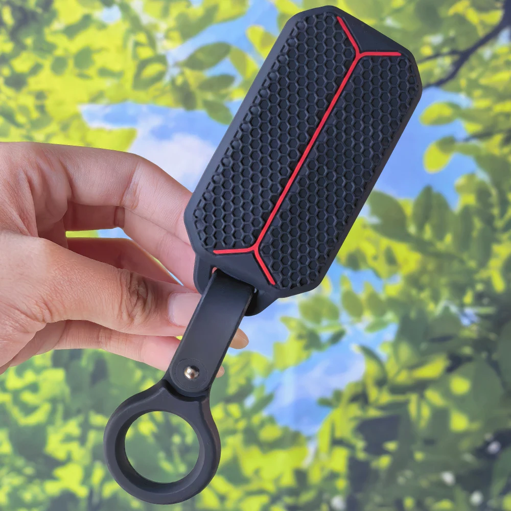 Honeycomb Red Line Silicone Key Shell withKeychain for Chery Jaecoo J5 J7 2025 2026,well fitted 4 button protector for smart key