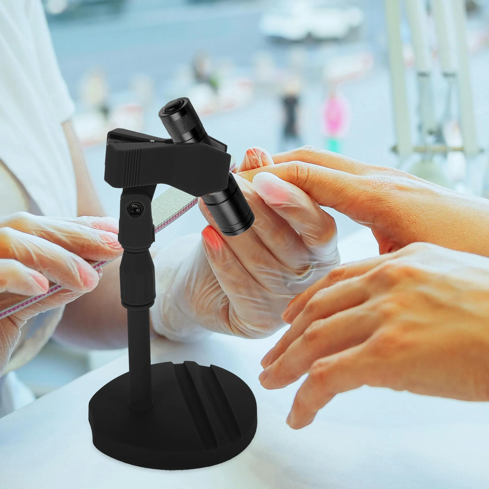 

Nail Art Lamp Stand 360 Degree Rotatable Telescopic Bracket Adjustable Height Handheld Desktop Support for Gel Nails Manicure