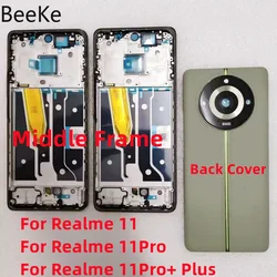 Repair Original For Realme 11 Pro 11 Pro+ Plus 5G Back Cover Rear Battery Glass Shell Housing / Middle Frame Bezel Replacement