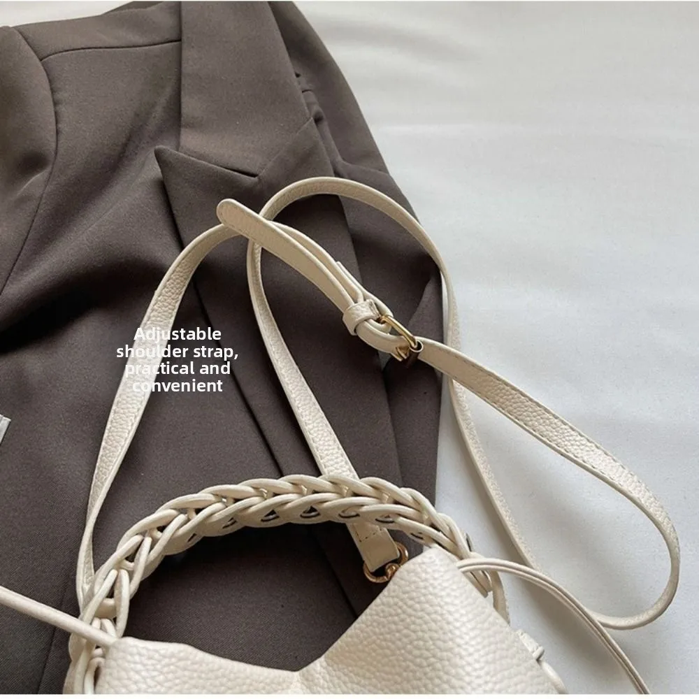 Przenośna torebka damska na ramię ze skóry PU, uniwersalna minimalistyczna torba crossbody, wytrzymała modna torebka typu bucket na imprezę.