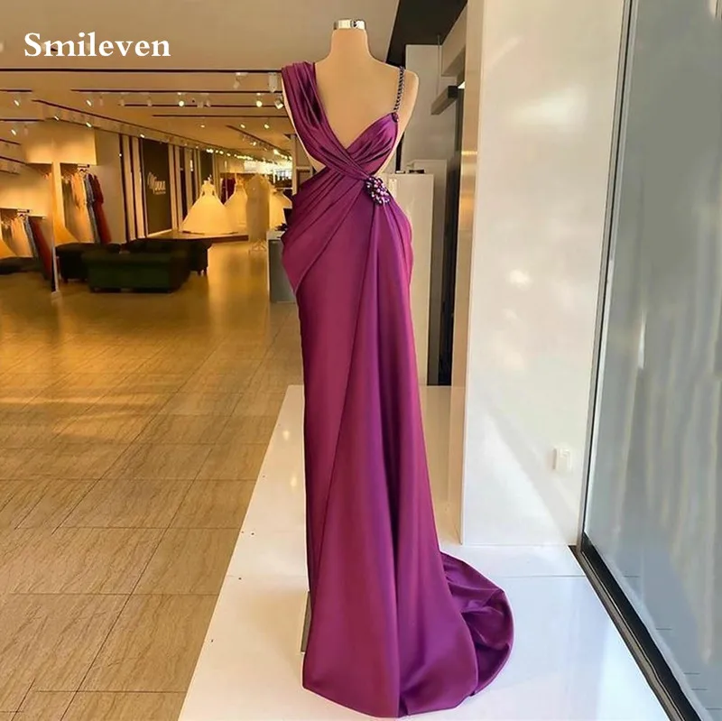 

Smileven Sexy Purple Mermaid Prom Dresses Evening Gowns Sleeveless Saudi Arabia Simple Wedding Party Dress 2023