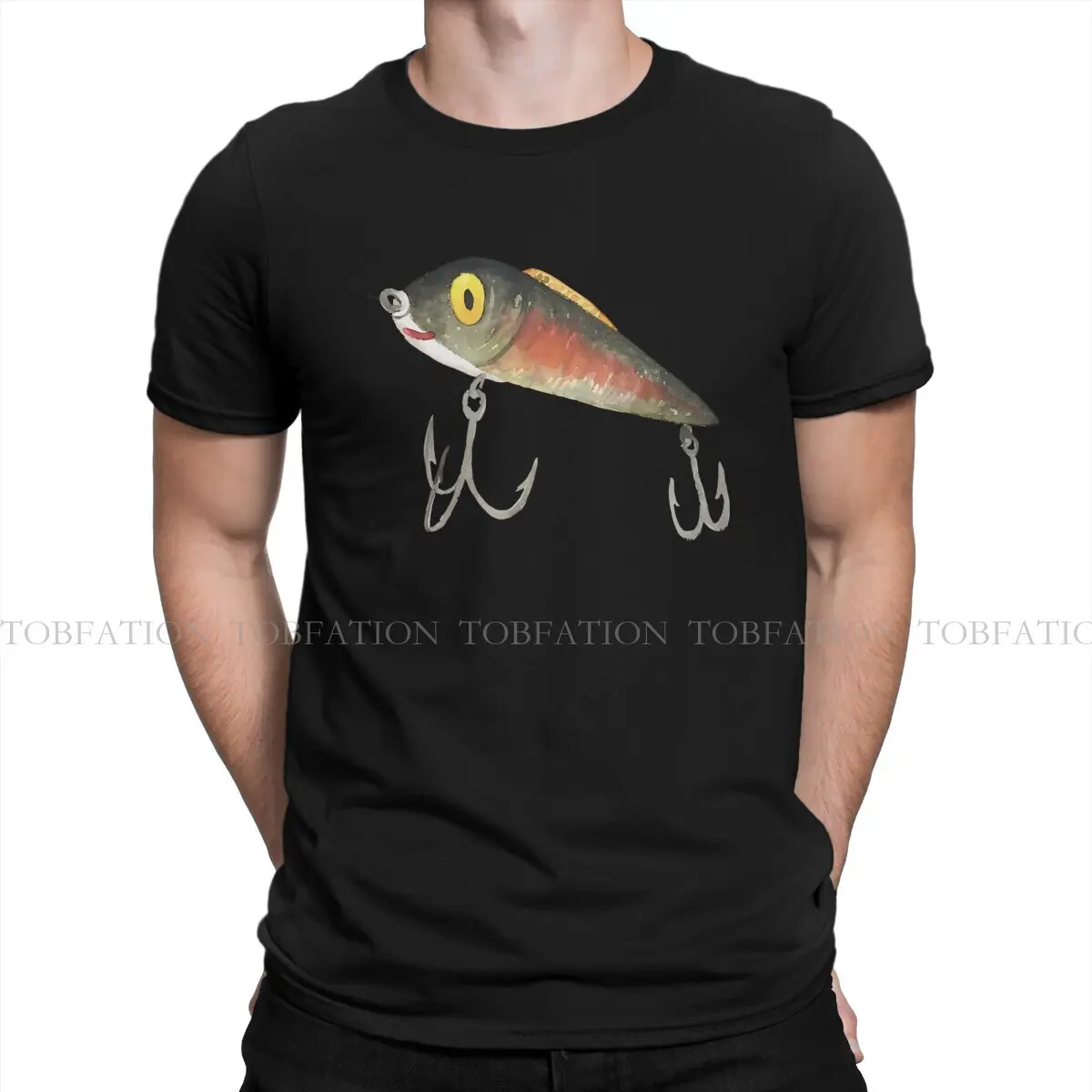 Fishing Lure Crewneck TShirts Watercolor Print Homme T Shirt New Trend Clothing