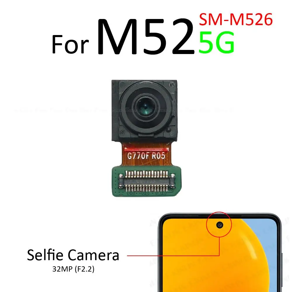 Selfie Front Facing Camera For Samsung Galaxy M62 M52 5G M526 M625 Ultrawide Macro Depth Telephoto Main Camera Flex Cable