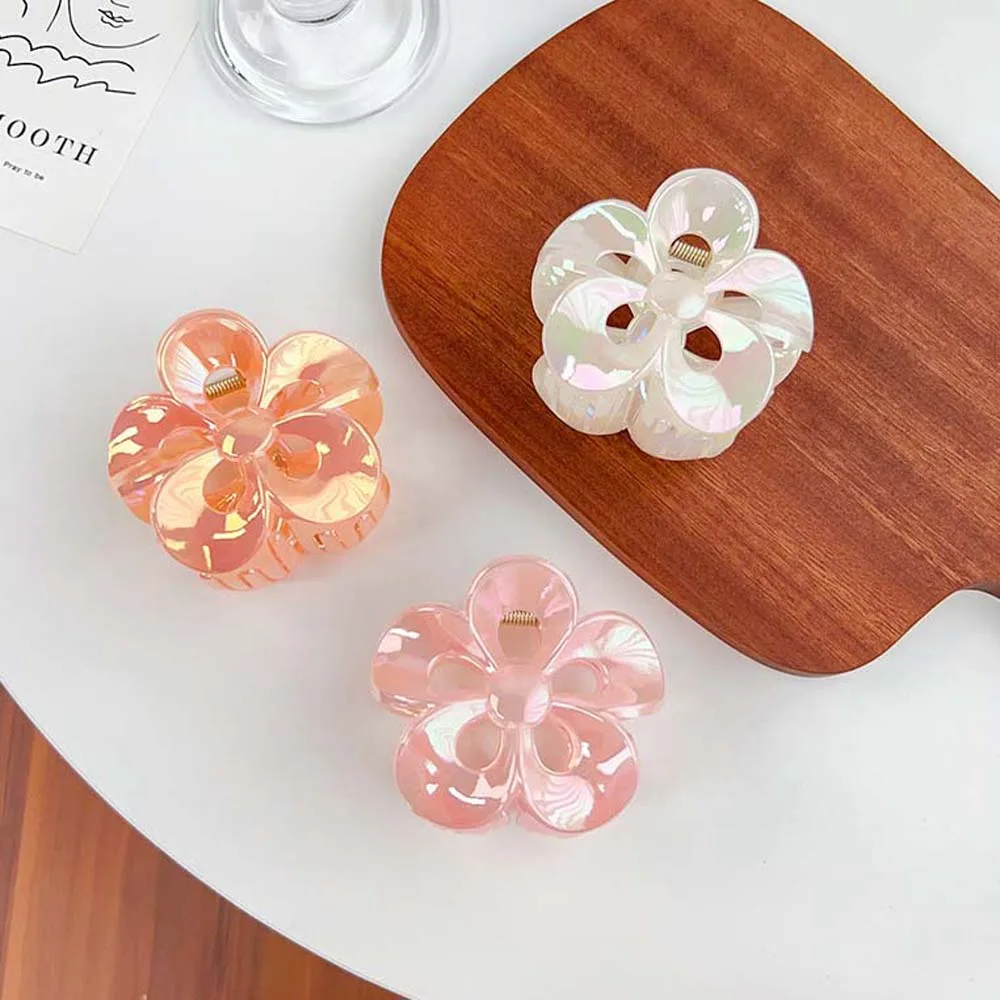 Aurora Flower Hair Claw Frangipani Hair Clip Korean Style Egg Flower Hair Clip Crab Clip Hair Accessories Hollow Shark Clip