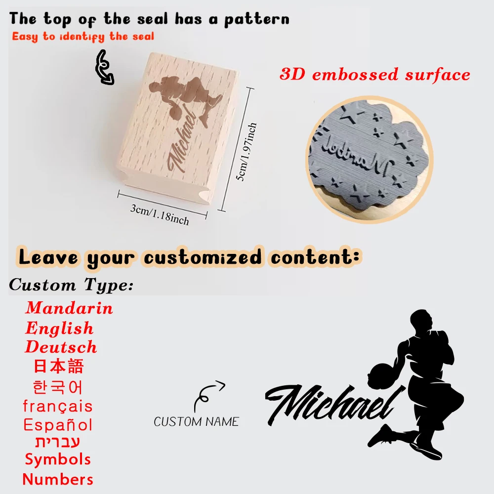 1PC Cartoon Customized Name Wooden Stamp For Small Business & Office Use Personalized Name Wooden Stamp ldeal for Labeling and C