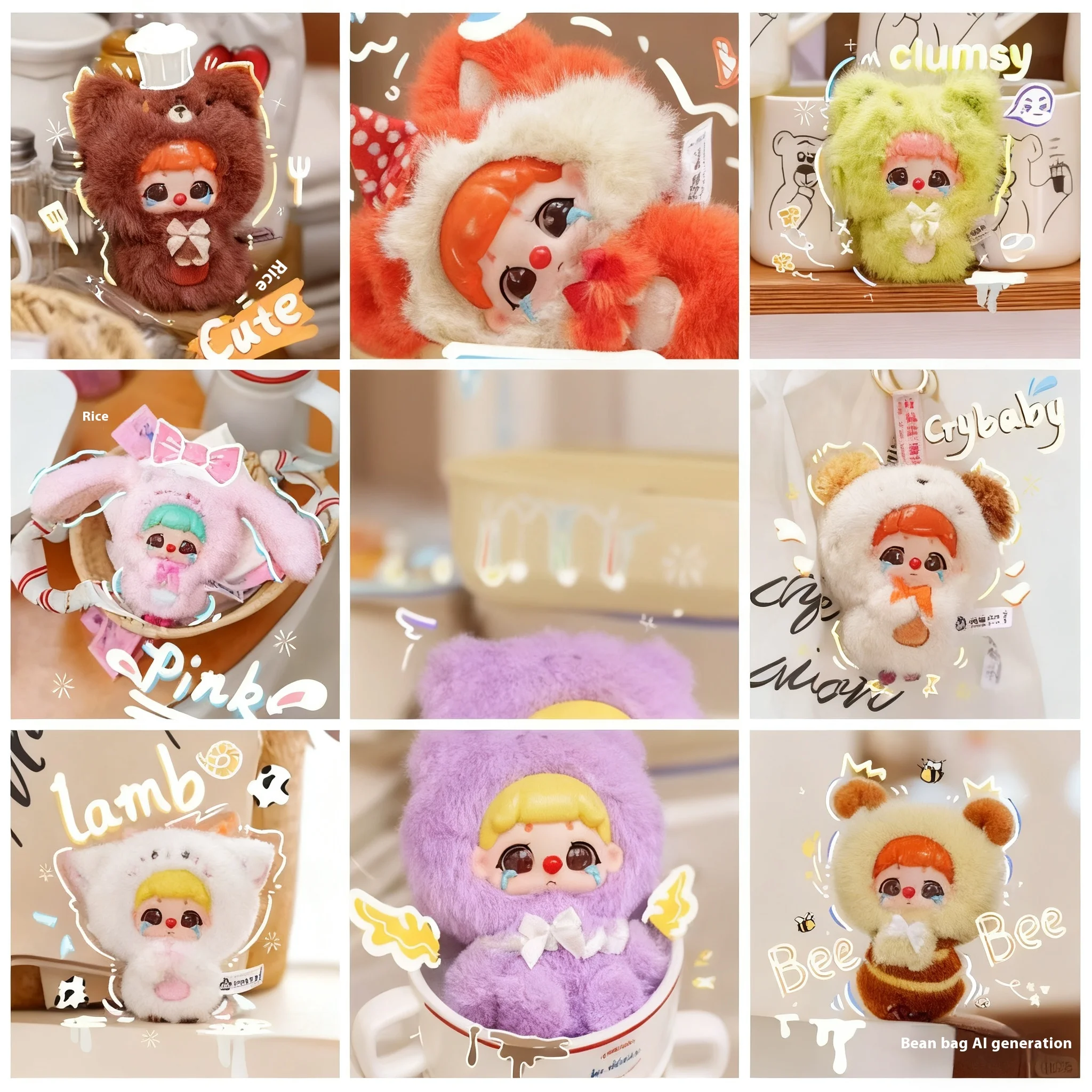 

Baby Three Little Dumb Kiki Plush Zoo Series Виниловая плюшевая слепая коробка Рюкзак Шарм Украшение рабочего стола Таинственная коробка Подарки Игрушки для девочек