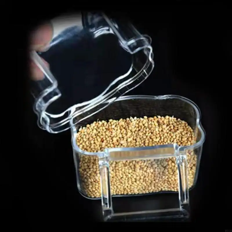 W91b Parakeet Feed Box Pet Cage Plateed Container Birds Clear Dispenser