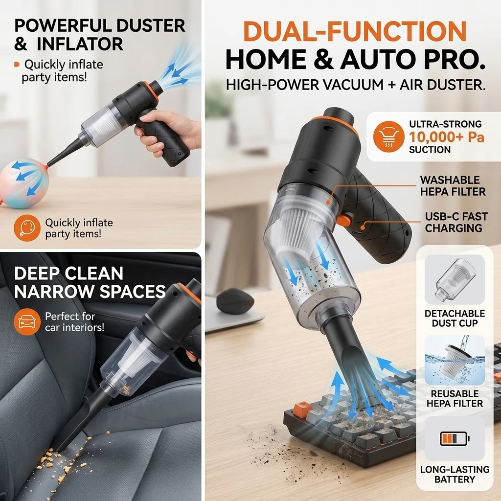 Car Mounted Vacuum Cleaner Vehicle Wireless Portable Handheld Automobile Mini Vacuum Cleaner For Car Home