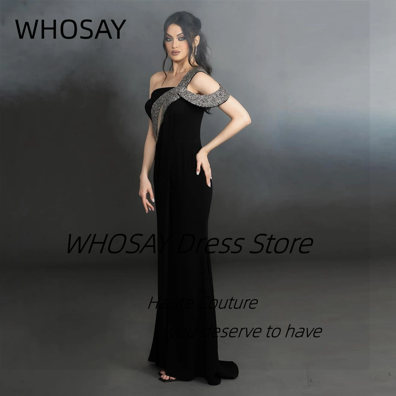 WHOSAY 2024 New Style Keyhole Sequins One Shoulder Prom Dresses Zipper Back Long Elegant Evening Gowns for Women