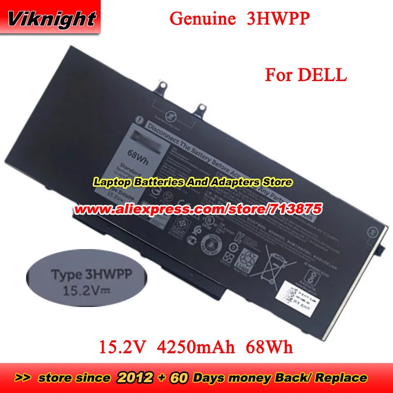 Genuine 3HWPP Battery 10X1J JG75F for Dell Latitude 5410 5510 5511 5401 5501 Precision 3541 3550 3551 1VY7F 3YNXM 401D9 N2NLL